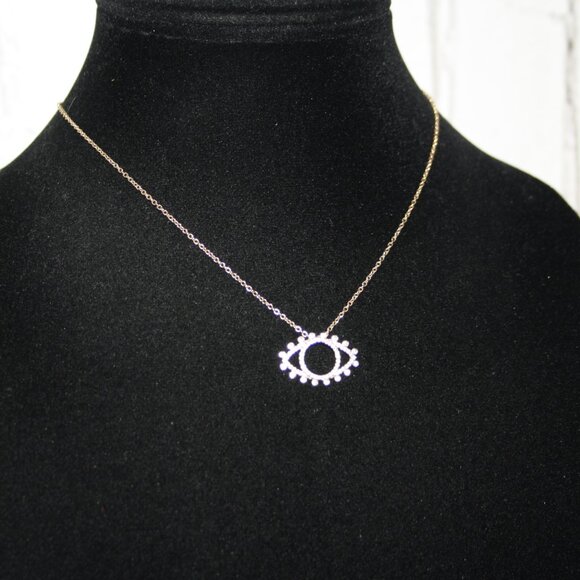 Beautiful gold and CZ Evil Eye necklace LUCKY STAR Jewels 16-19" - Picture 5 of 6
